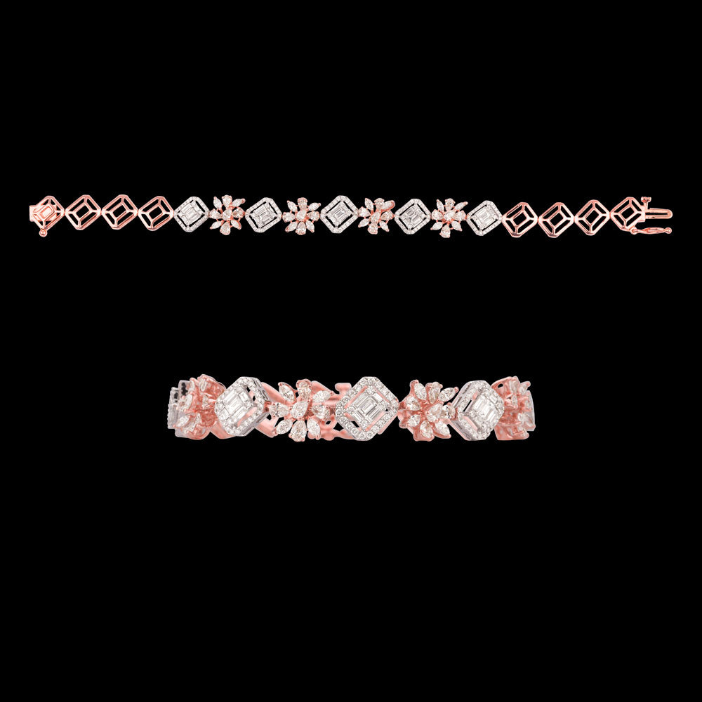 14K Rose Gold Diamond Bracelet - 3.542ct VS-SI-FG