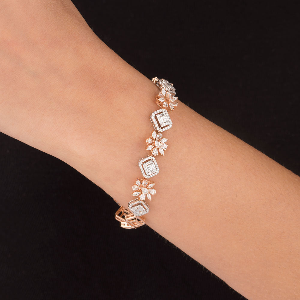 14K Rose Gold Diamond Bracelet - 3.542ct VS-SI-FG