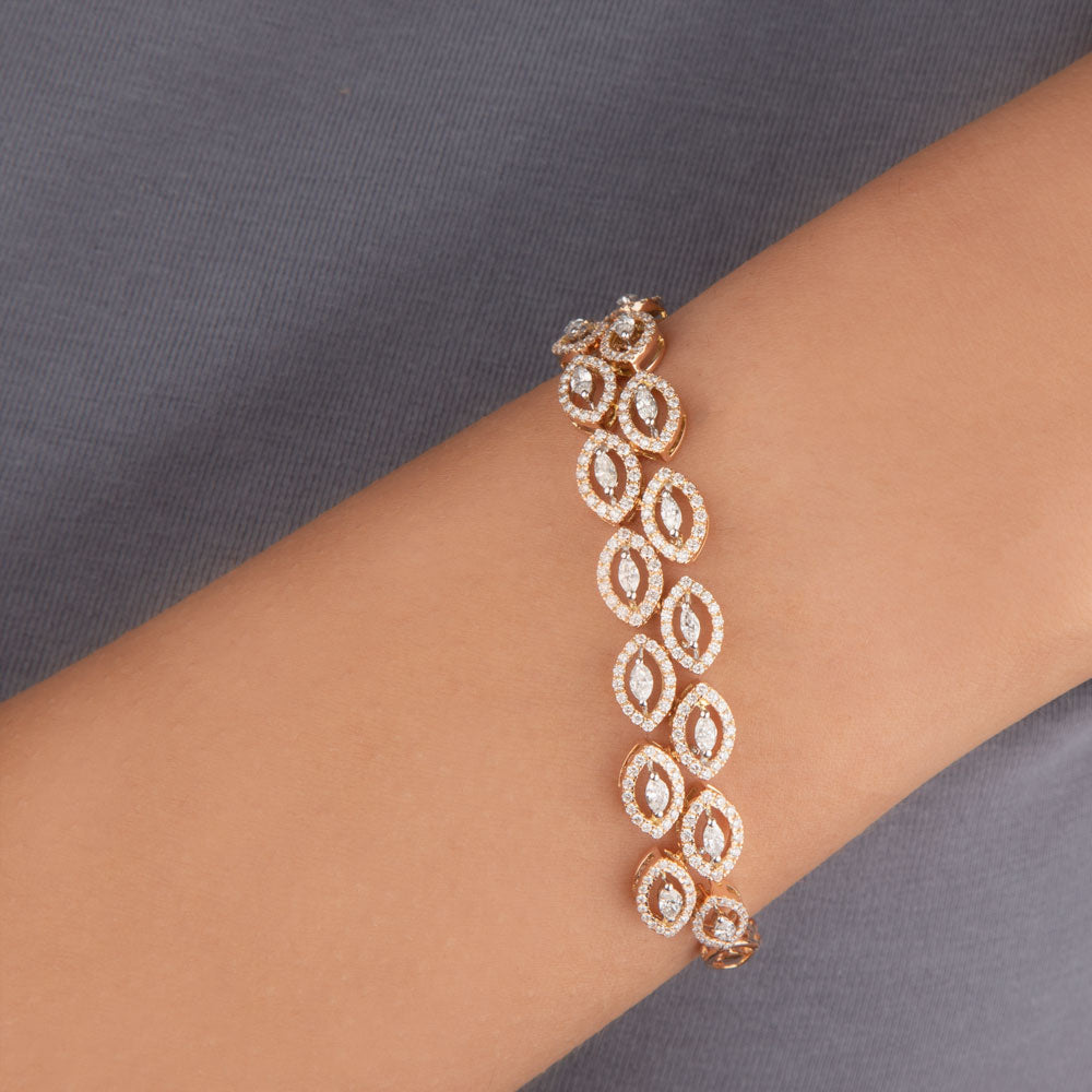 18K Rose Gold Diamond Bracelet - 2.43ct VS-FG
