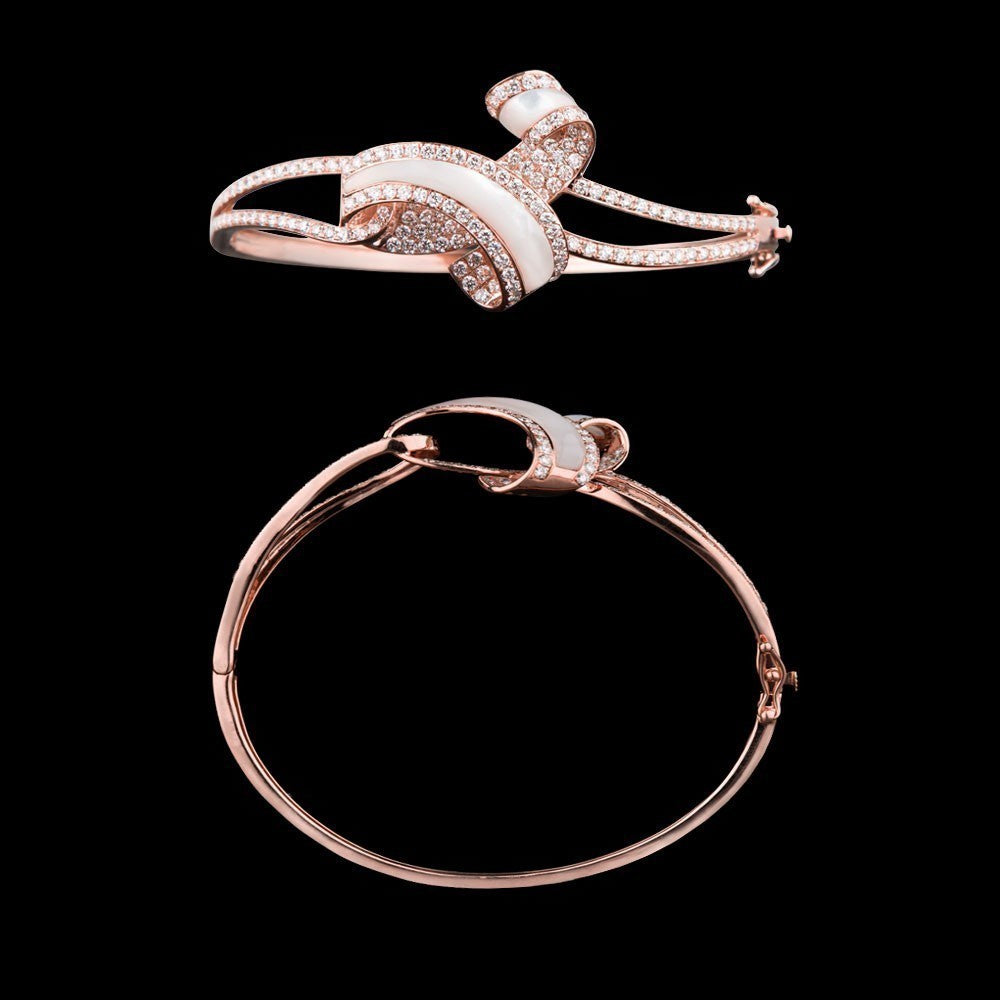 18K Rose Gold Diamond Kada - 2.29ct VS-SI-HI with Colour Stones