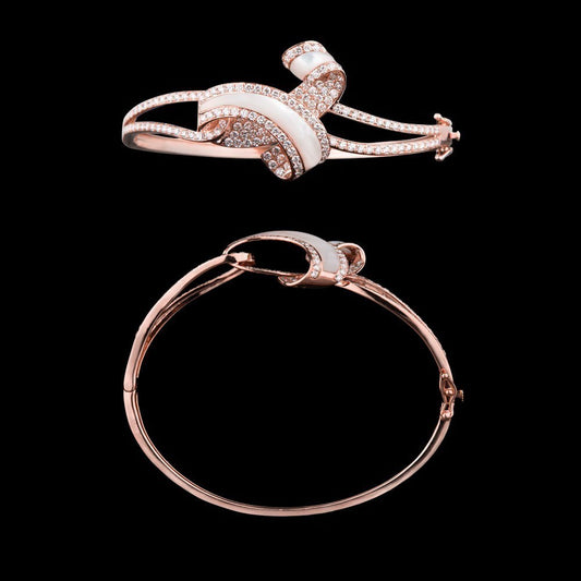 18K Rose Gold Diamond Kada - 2.29ct VS-SI-HI with Colour Stones