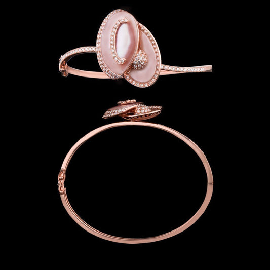 18K Rose Gold Diamond Kada - 1.46ct VS-SI-HI with Colour Stones