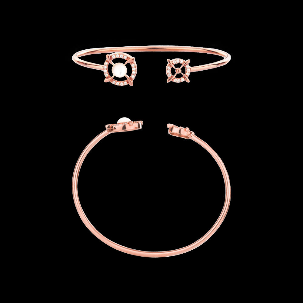14K Rose Gold Diamond Kada - 0.28ct VVS-VS-FG with Colour Stones