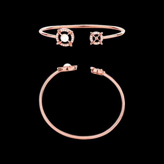 14K Rose Gold Diamond Kada - 0.28ct VVS-VS-FG with Colour Stones
