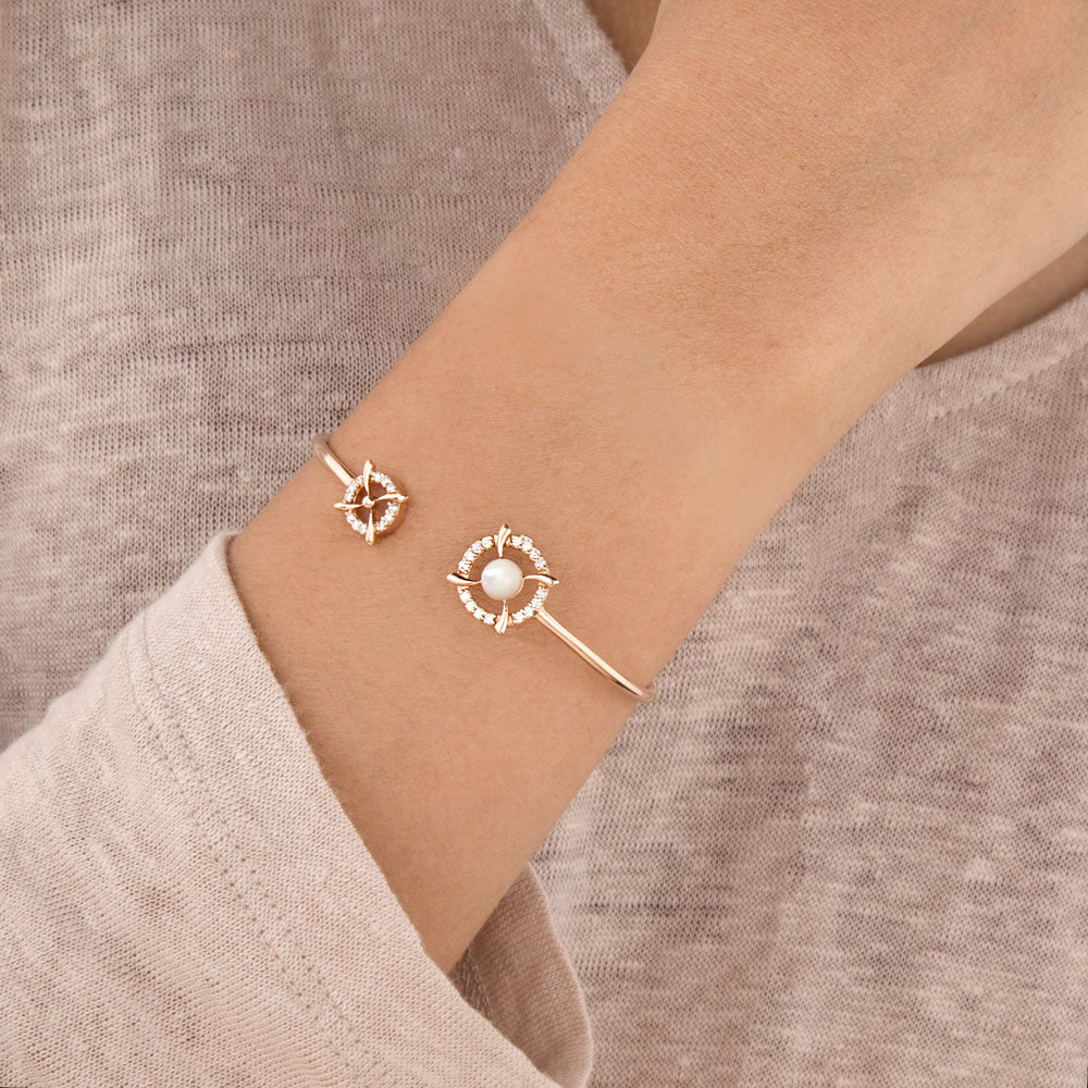 14K Rose Gold Diamond Kada - 0.28ct VVS-VS-FG with Colour Stones