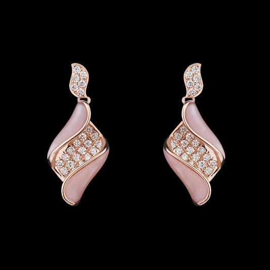 14K Rose Gold Diamond Earrings - 0.49ct VS-SI-HI with Colour Stones