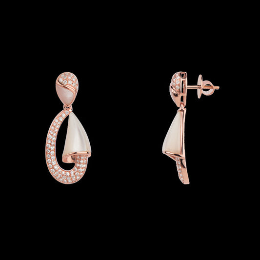 14K Rose Gold Diamond Earrings - 1.06ct VVS-VS-HI with Colour Stones