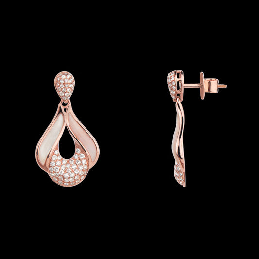 14K Rose Gold Diamond Earrings - 1.05ct VS-SI-HIJ with Colour Stones