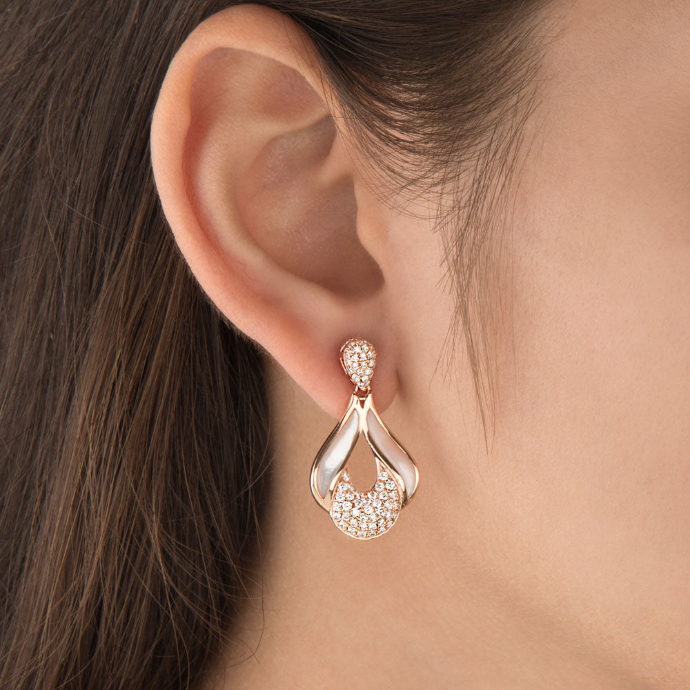 14K Rose Gold Diamond Earrings - 1.05ct VS-SI-HIJ with Colour Stones