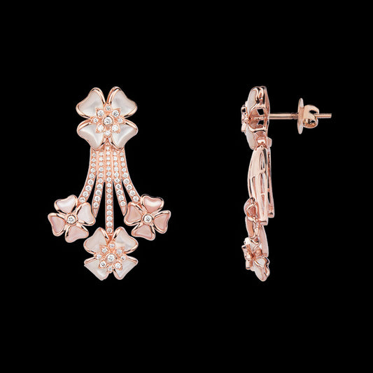 14K Rose Gold Diamond Earrings - 1.49ct VS-SI-HI with Colour Stones