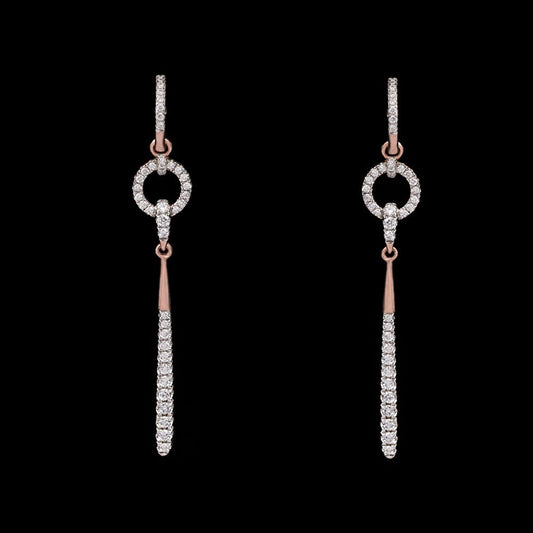 14K Rose Gold Diamond Earrings - 0.91ct SI-GH