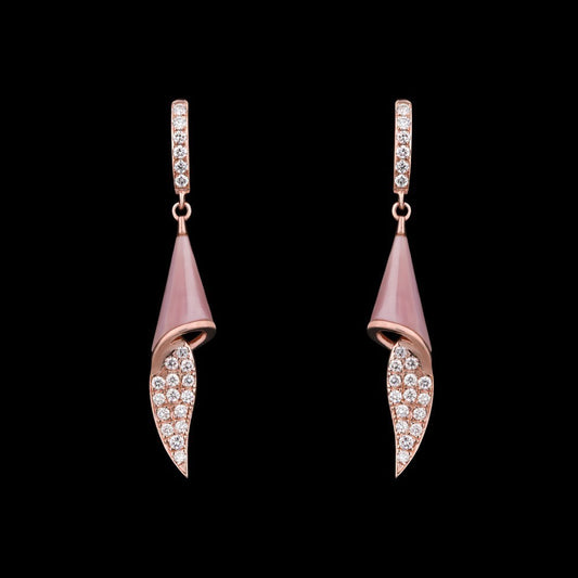 14K Rose Gold Diamond Earrings - 0.46ct SI-GH with Colour Stones