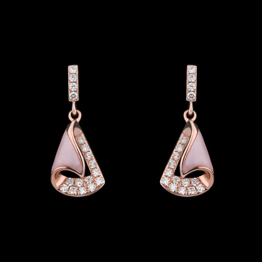 14K Rose Gold Diamond Earrings - 0.42ct SI-GH with Colour Stones