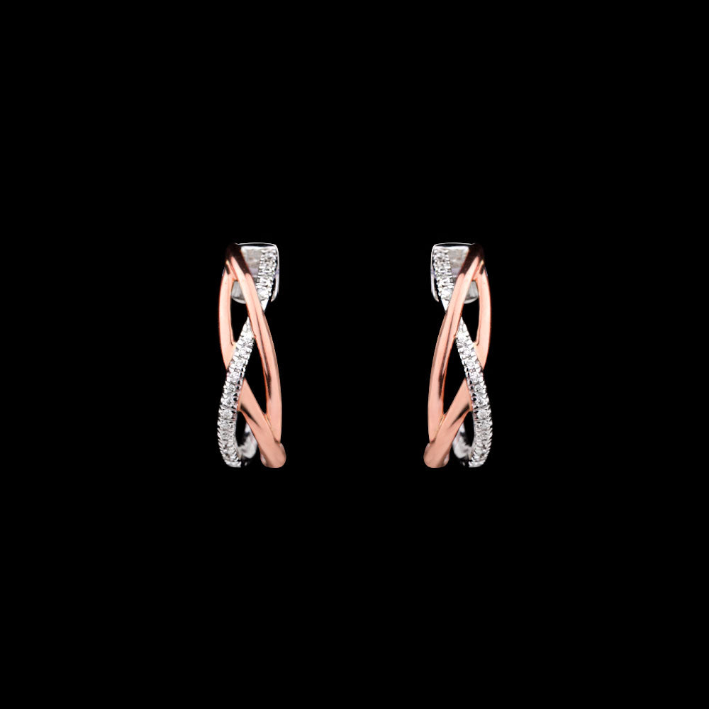 14K Two Tone Gold Diamond Earrings - 0.06ct VS-SI-GH