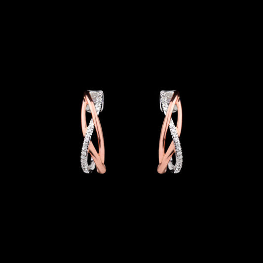 14K Two Tone Gold Diamond Earrings - 0.06ct VS-SI-GH