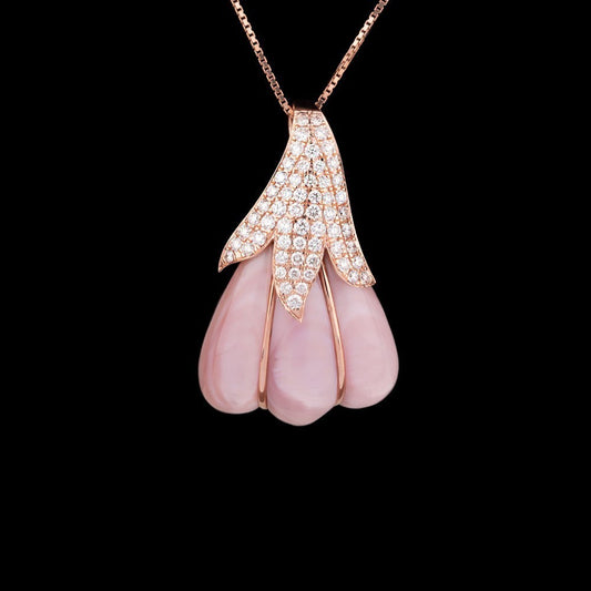 14K Rose Gold Diamond Pendant - 1.01ct VS-SI-HI with Colour Stones
