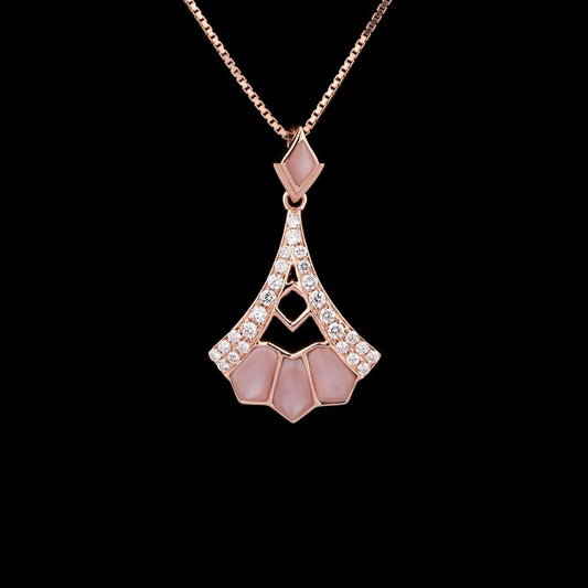 14K Rose Gold Diamond Pendant - 0.31ct SI-GH with Colour Stones