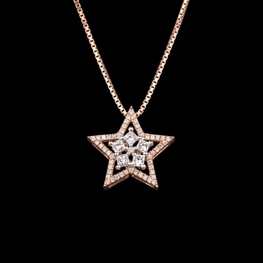 14K Rose Gold Diamond Pendant - 0.43ct SI-GH