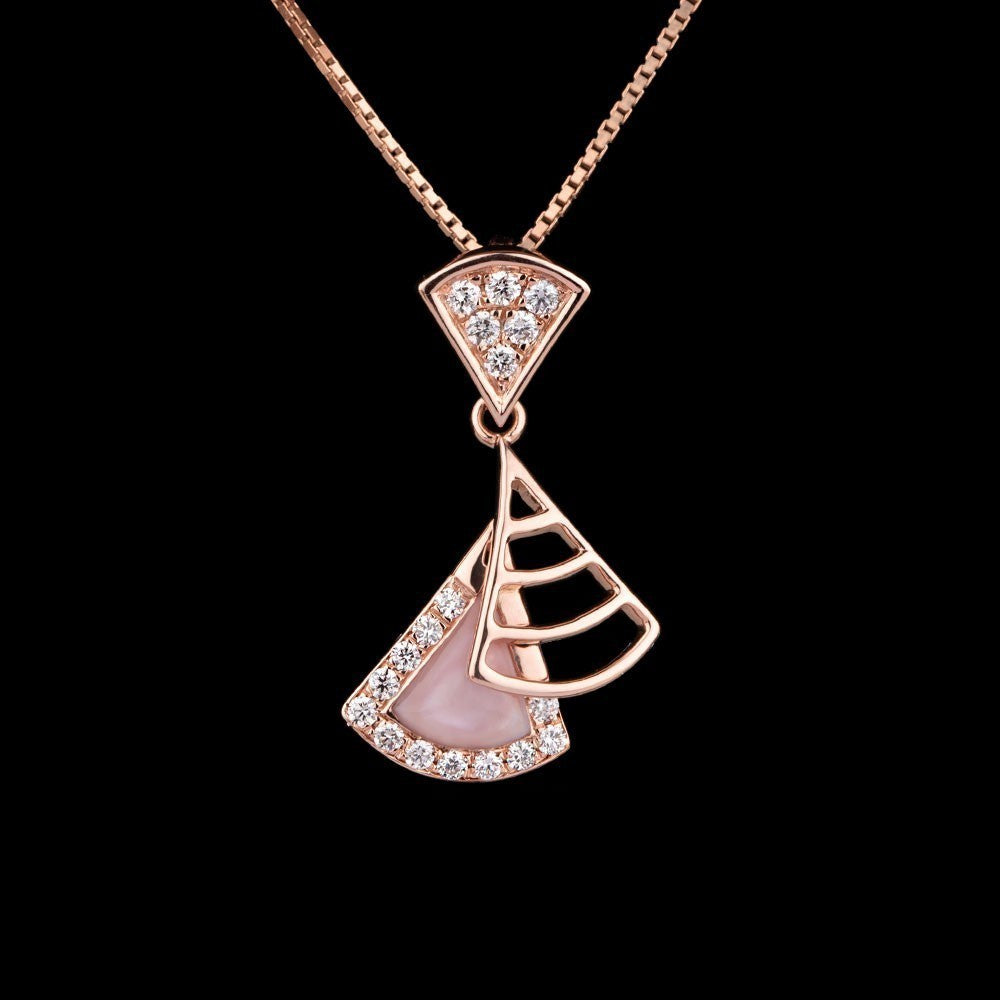 14K Rose Gold Diamond Pendant - 0.27ct SI-GH with Colour Stones