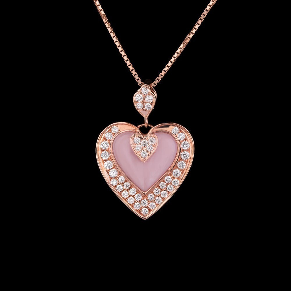 14K Rose Gold Diamond Pendant - 0.55ct SI-GH with Colour Stones