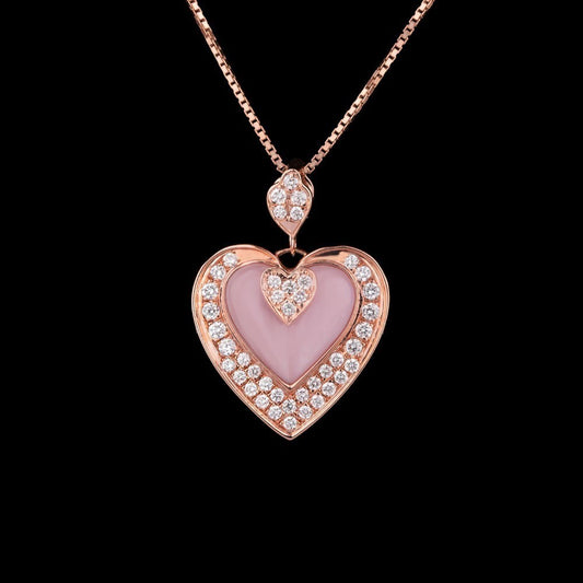 14K Rose Gold Diamond Pendant - 0.55ct SI-GH with Colour Stones