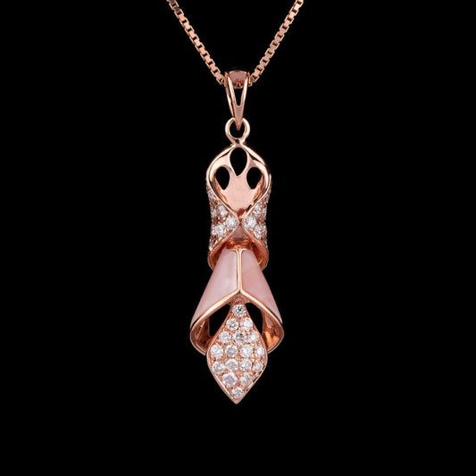 14K Rose Gold Diamond Pendant - 0.42ct SI-GH with Colour Stones