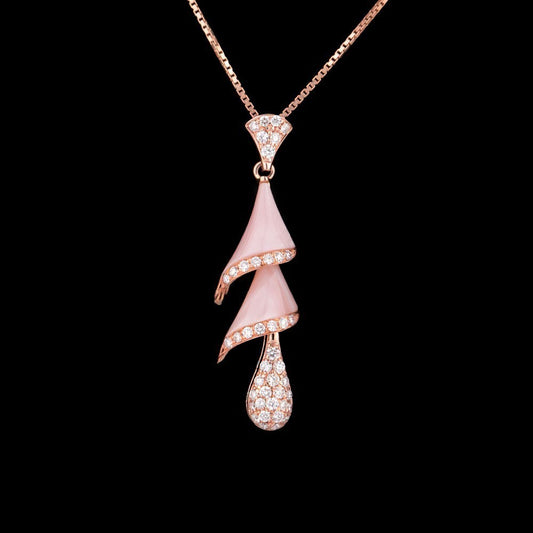 14K Rose Gold Diamond Pendant - 0.48ct SI-GH with Colour Stones