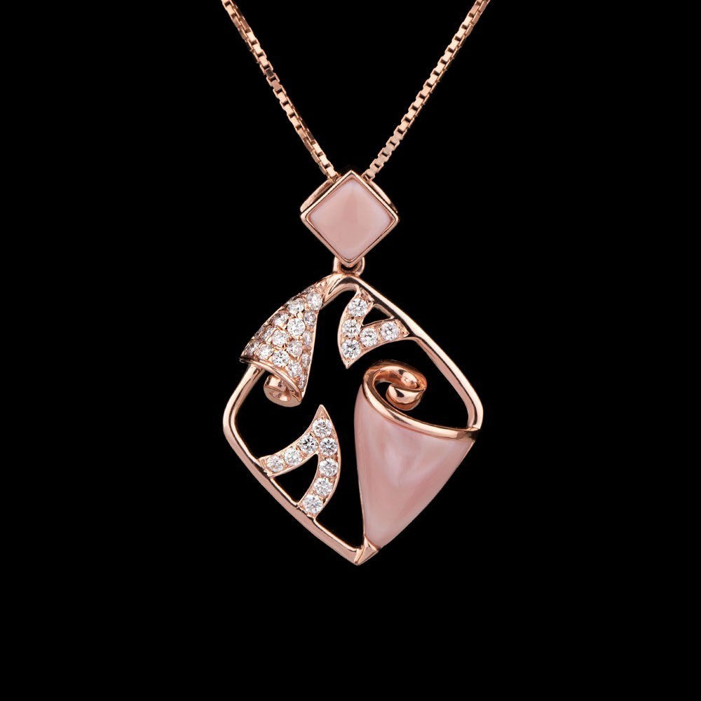 14K Rose Gold Diamond Pendant - 0.36ct SI-GH with Colour Stones