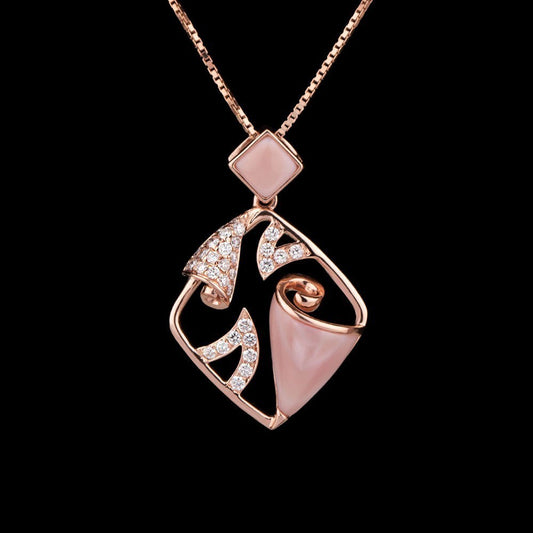 14K Rose Gold Diamond Pendant - 0.36ct SI-GH with Colour Stones