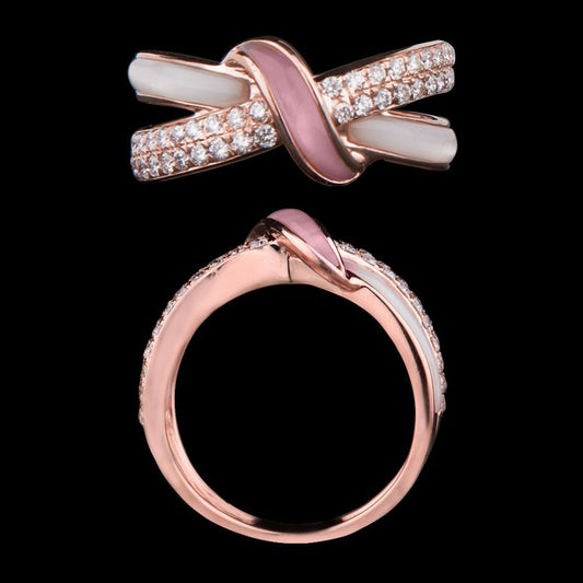 14K Rose Gold Diamond Ring - 0.51ct SI-GH with Colour Stones