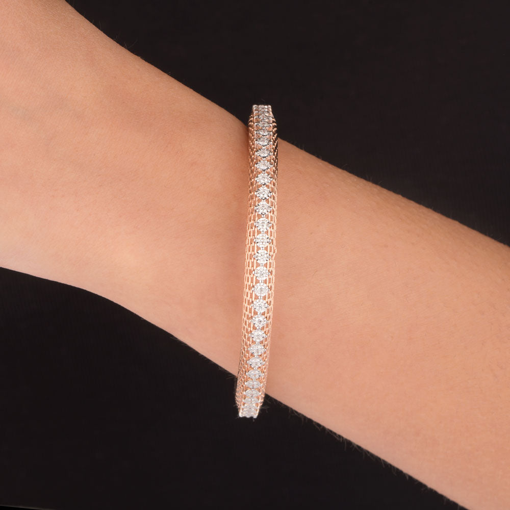 18K Rose Gold Diamond Bangle - 1.414ct VS-FG