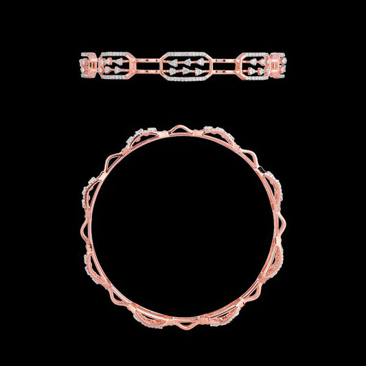 14K Rose Gold Diamond Bangle - 2.084ct VVS-EF