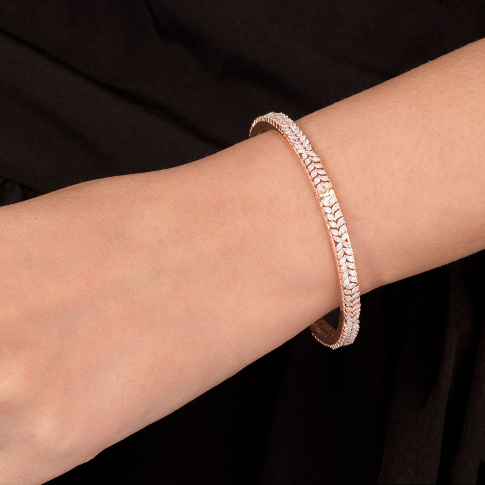 18K Rose Gold Diamond Bangle - 3.814ct VVS-EF