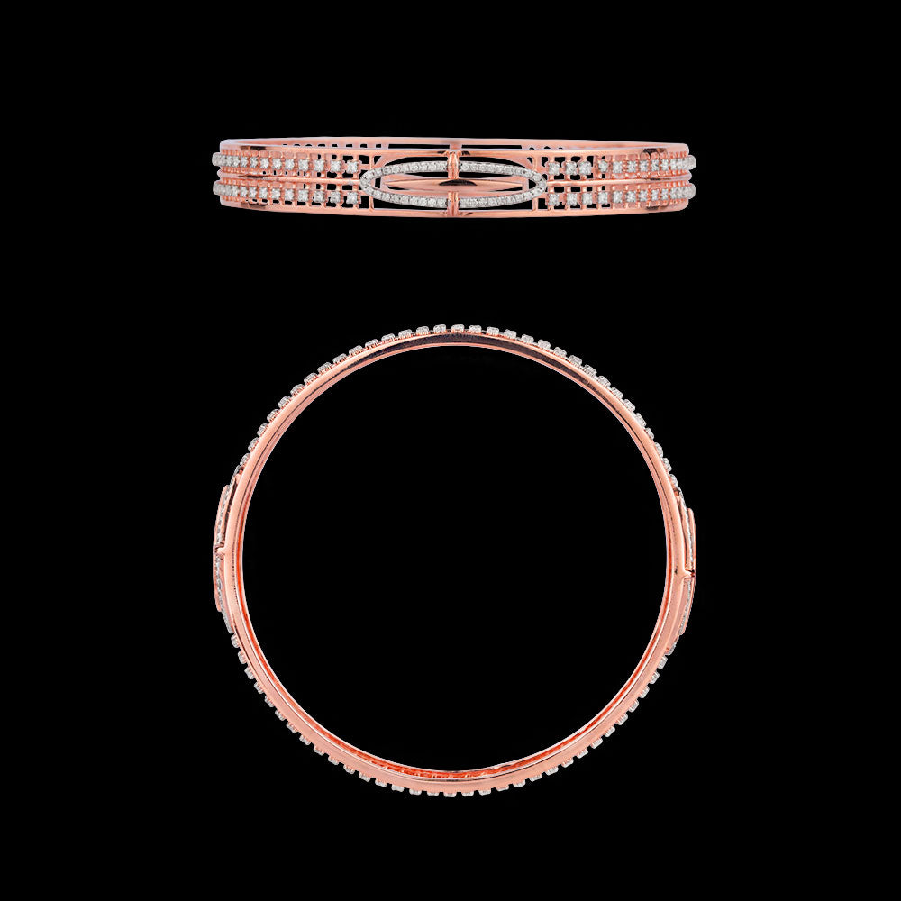 18K Rose Gold Diamond Bangle - 1.706ct VVS-VS-GH