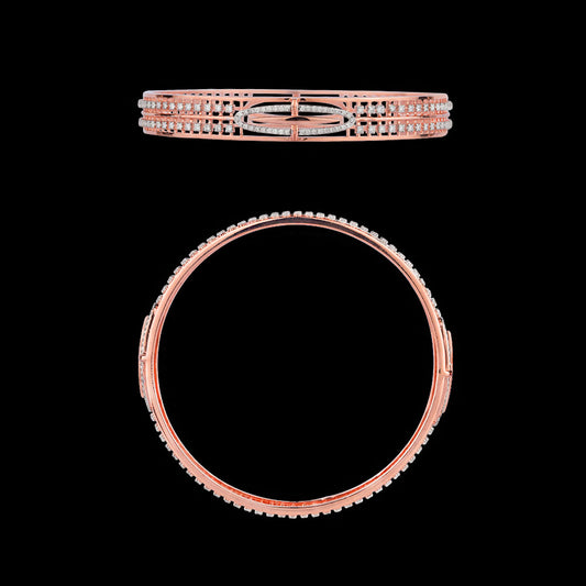 18K Rose Gold Diamond Bangle - 1.706ct VVS-VS-GH