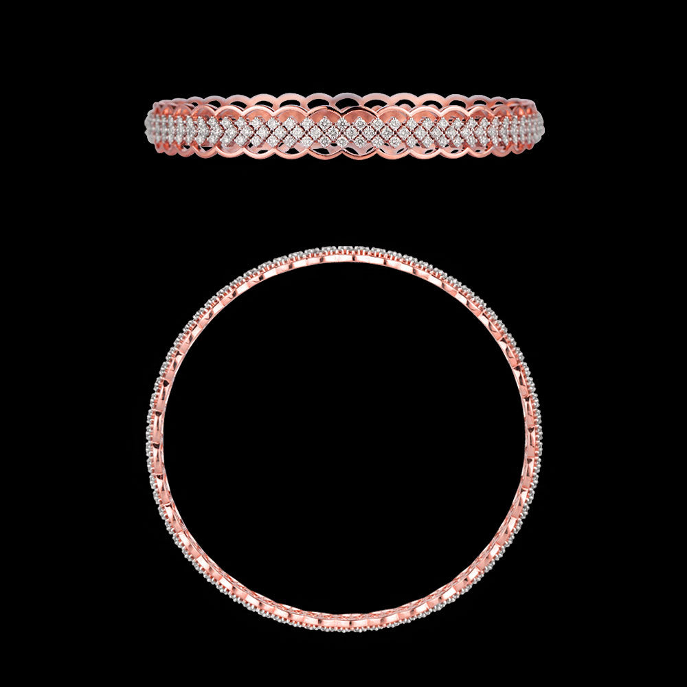 18K Rose Gold Diamond Bangle - 3.542ct VVS-VS-GH