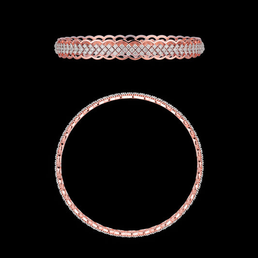 18K Rose Gold Diamond Bangle - 3.542ct VVS-VS-GH