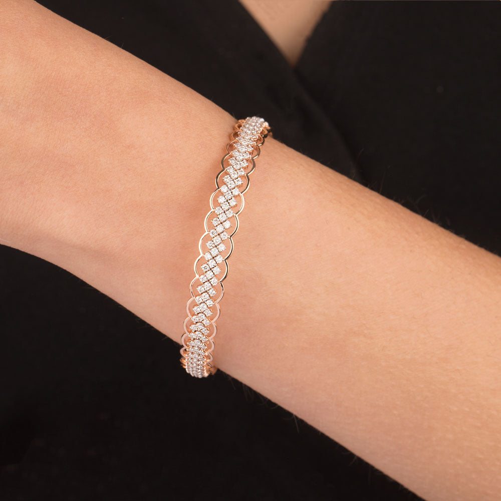 18K Rose Gold Diamond Bangle - 3.542ct VVS-VS-GH