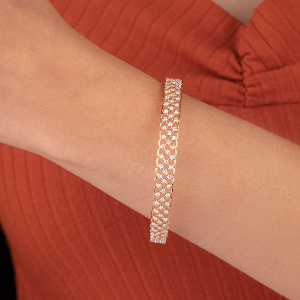 18K Rose Gold Diamond Bangle - 2.55ct VVS-VS-GH