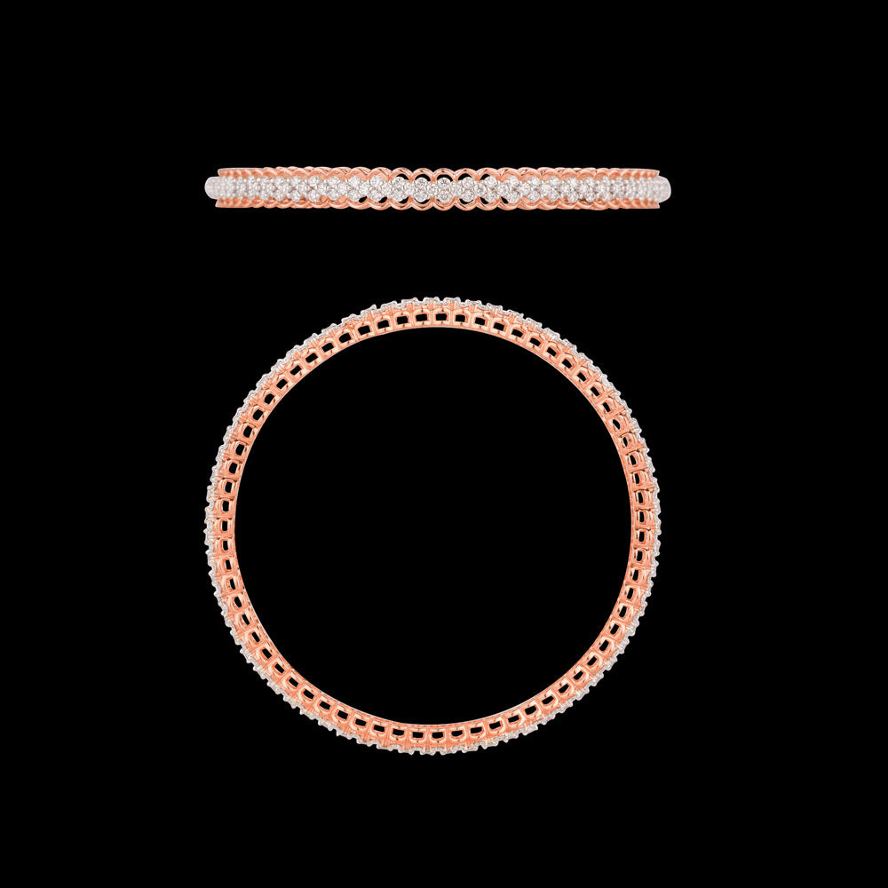 18K Rose Gold Diamond Bangle - 3.588ct VVS-VS-HI
