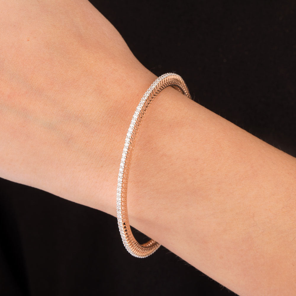 18K Rose Gold Diamond Bangle - 2.099ct VVS-VS-IJ