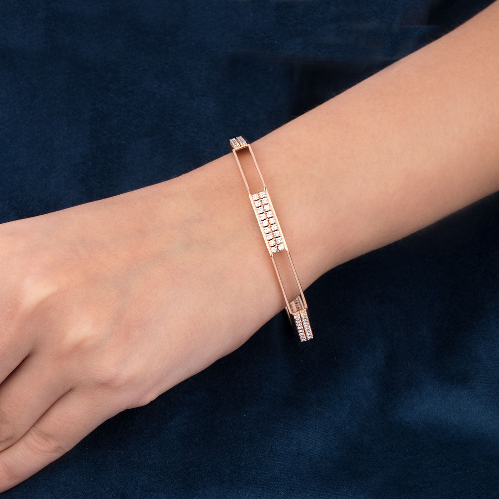 18K Rose Gold Diamond Bangle - 1.893ct VVS-VS-IJ