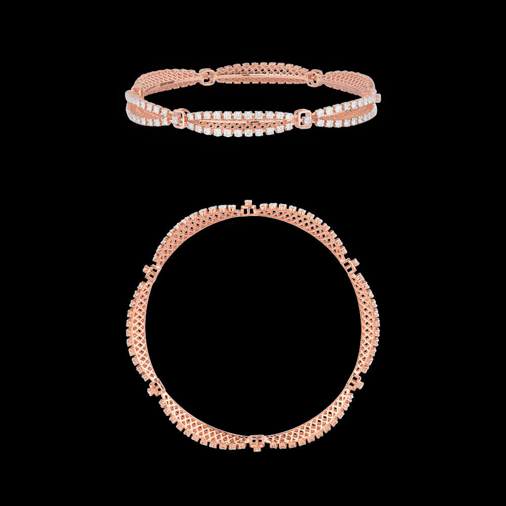 18K Rose Gold Diamond Bangle - 3.402ct VVS-VS-GH