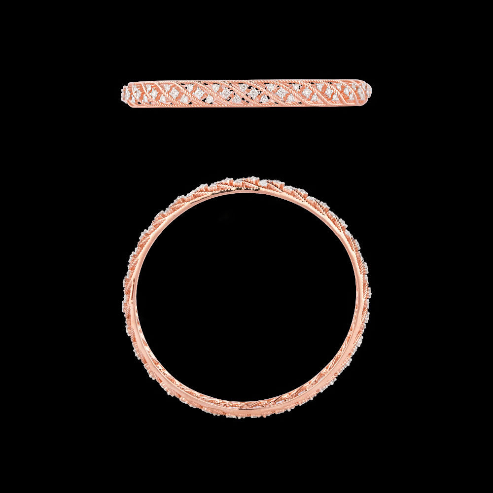 18K Rose Gold Diamond Bangle - 2.221ct VVS-VS-GH