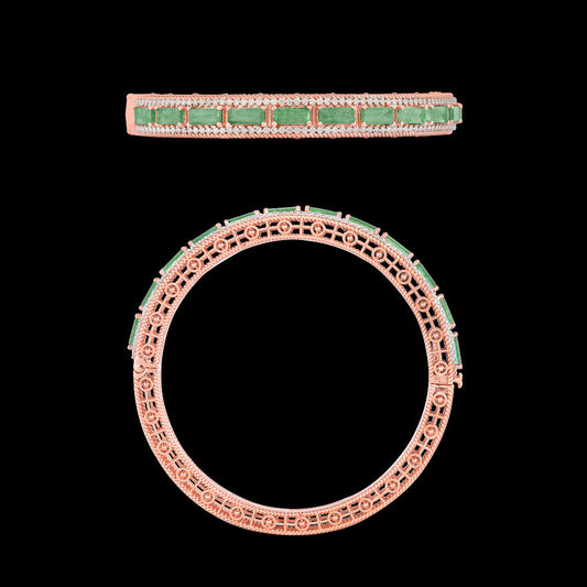 18K Yellow Gold Diamond Kada - 0.818ct VVS-EF with Colour Stones