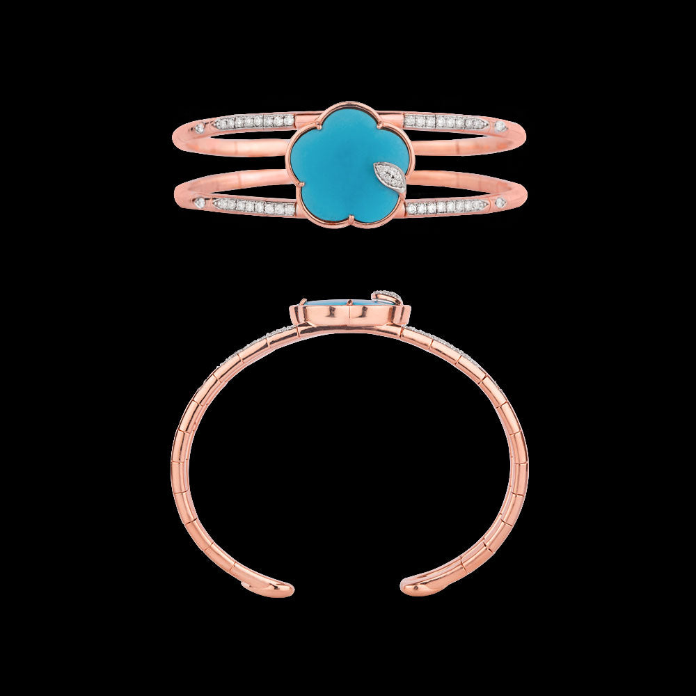 18K Rose Gold Diamond Kada - 0.695ct VVS-EF with Colour Stones