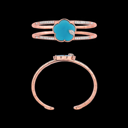 18K Rose Gold Diamond Kada - 0.695ct VVS-EF with Colour Stones