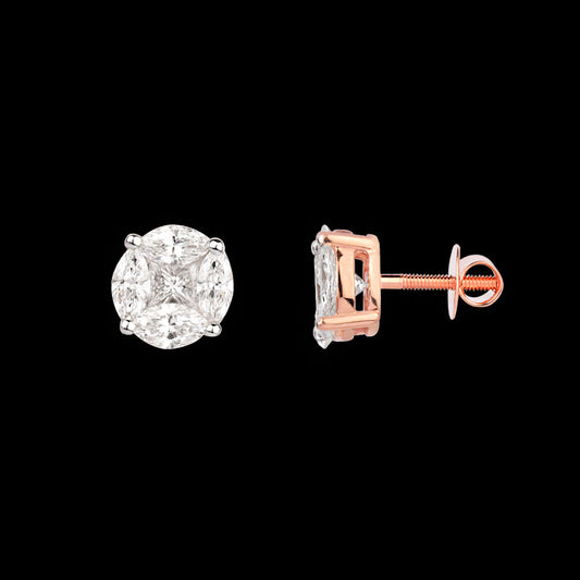 18K Rose Gold Diamond Earrings - 1.029ct VVS-EF