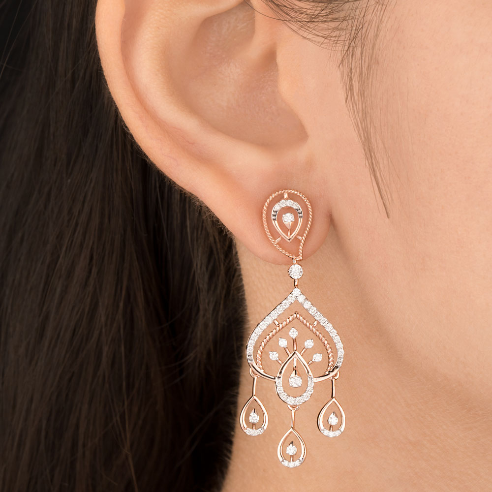 14K Rose Gold Diamond Earrings - 0.68ct VVS-VS-GH