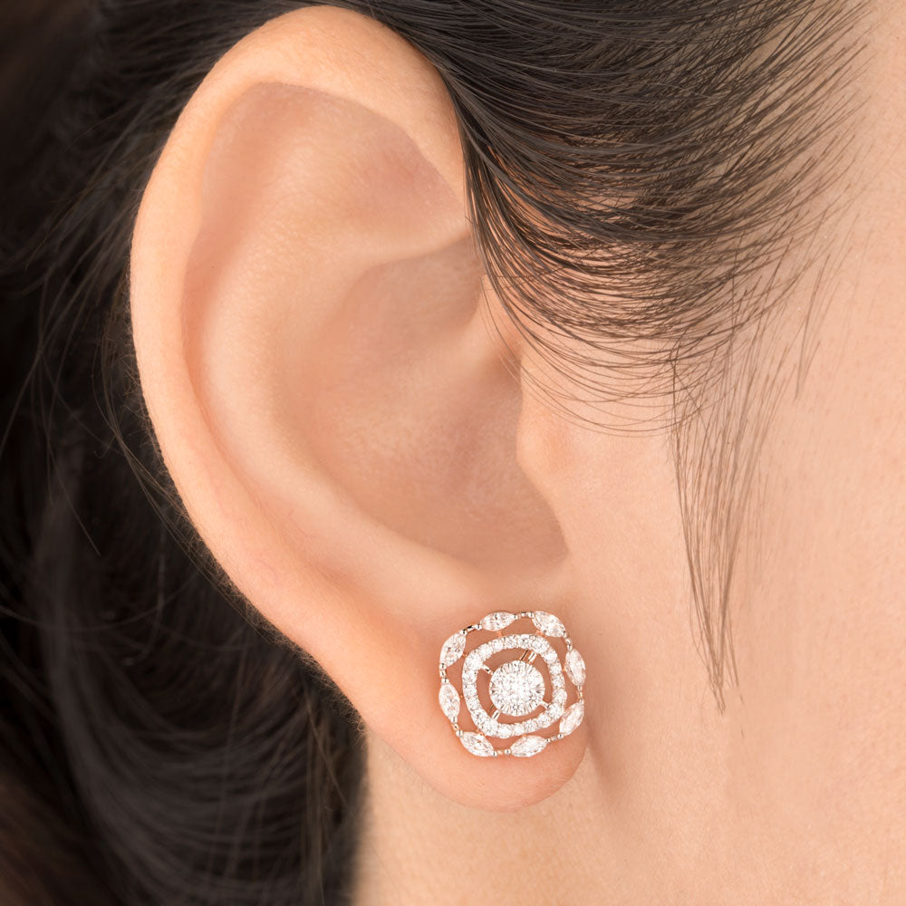 18K Rose Gold Diamond Earrings - 0.833ct VVS-EF